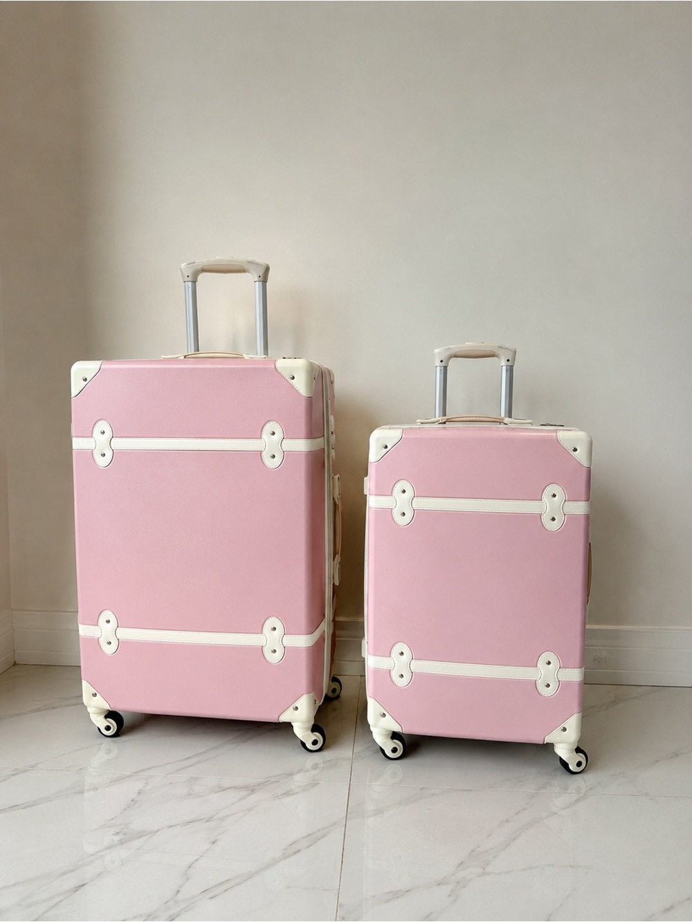 Pink Retro Hard-Shell Suitcase Set - Two Piece